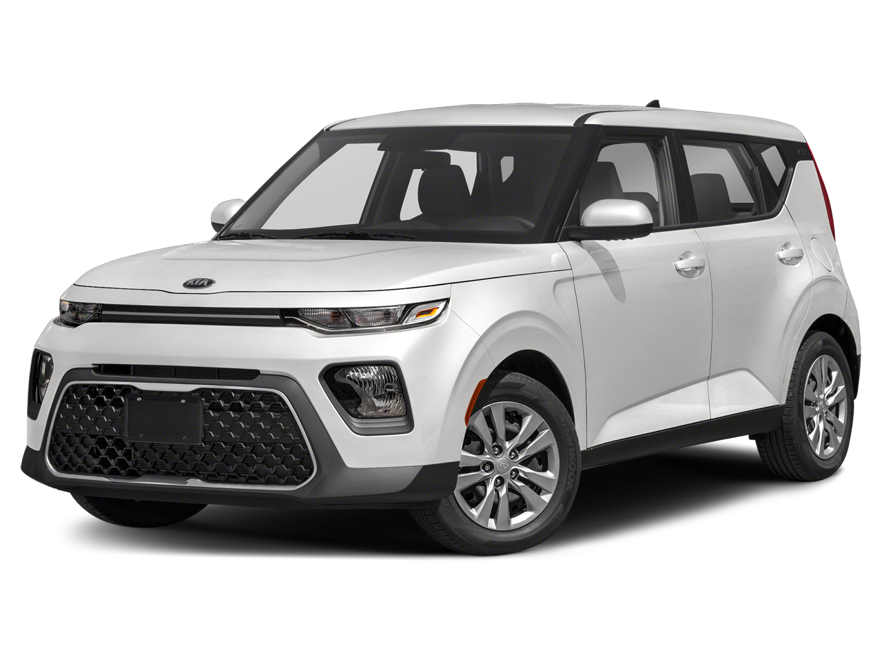 2021 Kia Soul LX in Snow White Pearl — front three-quarter view