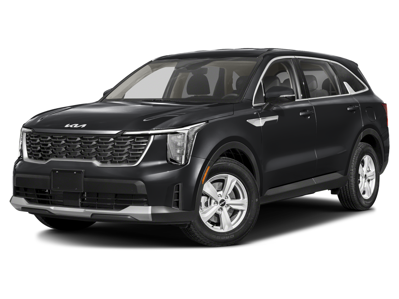 2026 Kia Sorento LX in Ebony Black — front three-quarter view