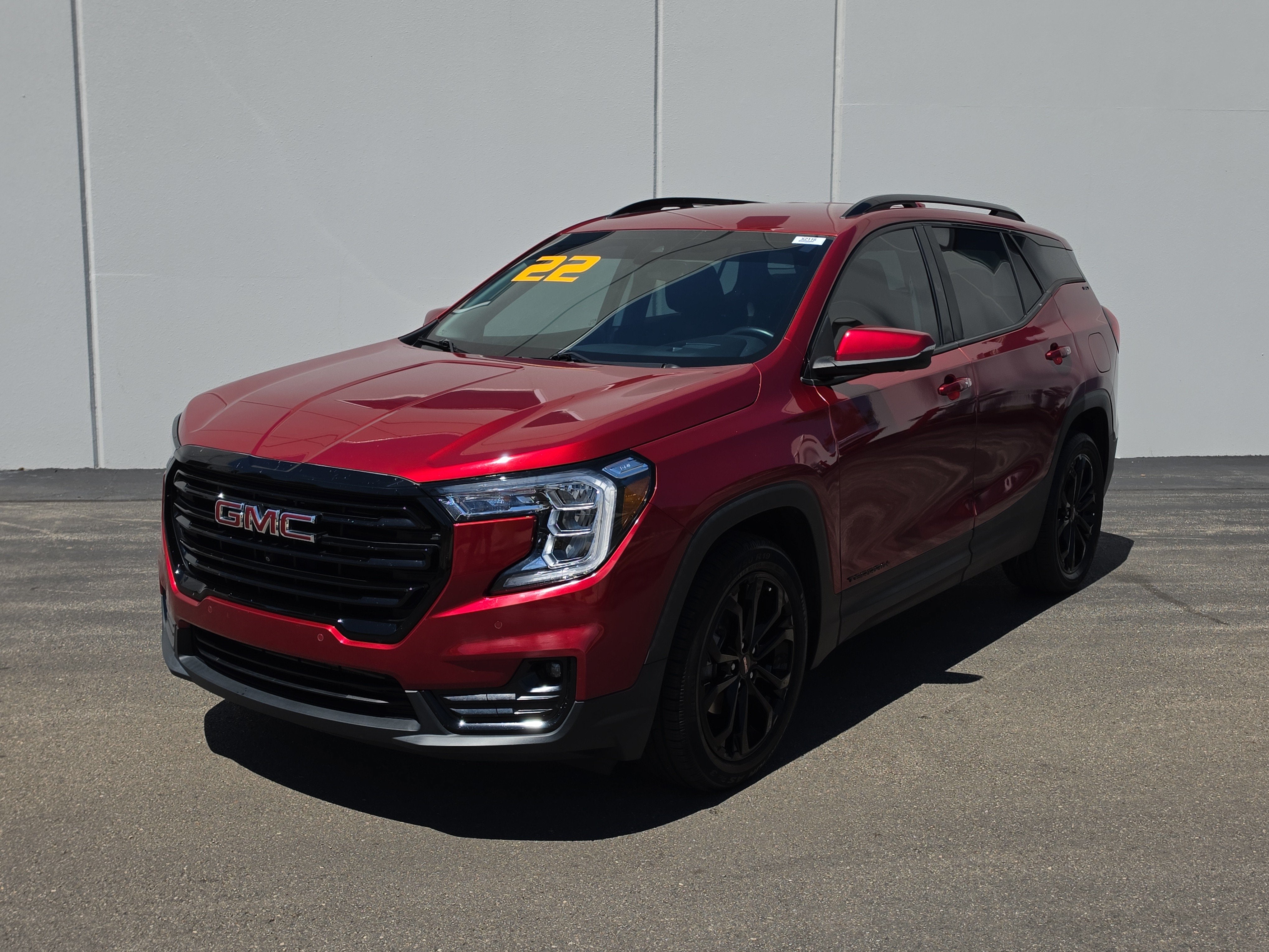 2022 GMC Terrain SLT in Cayenne Red Tintcoat — front three-quarter view