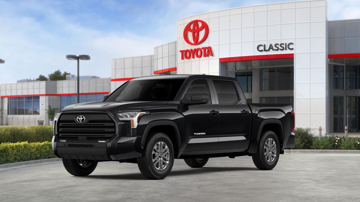 2026 Toyota Tundra SR5 in Midnight Black Metallic — front three-quarter view
